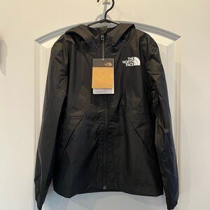 The North Face Black Jacket Yellow Logo on Back or Rain Jacket Youth size 7/8